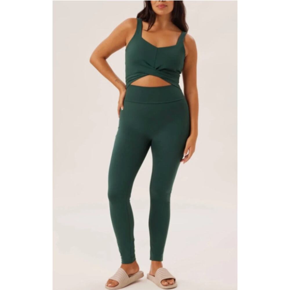 Girlfriend Collective Jumpsuit XL Green Cutout Twist Front Yoga Unitard